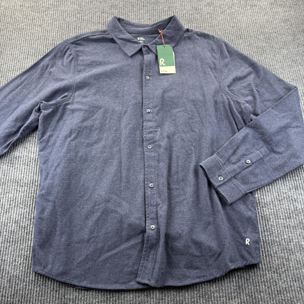Right Of Way Shirt Mens 2XL Gray Long Sleeve Button Front Cotton Casual Collared